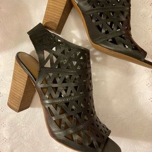 Stacked heel sandals.